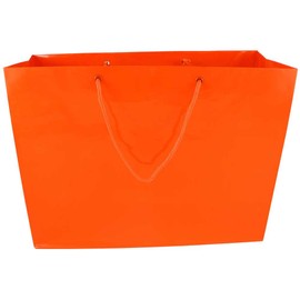JAM PAPER Horizontal Glossy Gift Bags - X Large - 16 x 6 x 12 - Orange - Sold Individually