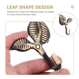 iplusmile Leaf Wall Hooks Iron Hooks - 4pcs Metal Leaf Shape Wall Decoration Hook, Wall Mount Coat Hooks Hat Hooks Single Prong Coat Hanger for Bedroom Hallways(Bronze) Coat Hook Leaves