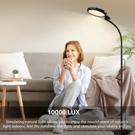 Sozapooty Happy Lamp,1000LUX UV-Free Sun Lamp, Gooseneck 360° Adjustable Daylight, 3 Adjustable Heights, Suitable for Reading, Working, Relaxing