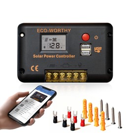 ECO-WORTHY 30A Solar Charger Controller Bluetooth,Solar Panel Battery Intelligent Regulator with Dual USB Ports Auto 12/24V PWM Negative Ground for Lithium,Lead-Acid,Gel Battery
