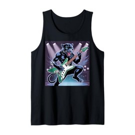 Kids Black Panther Playing Guitar Rock Star Rock and Roll Tank Top