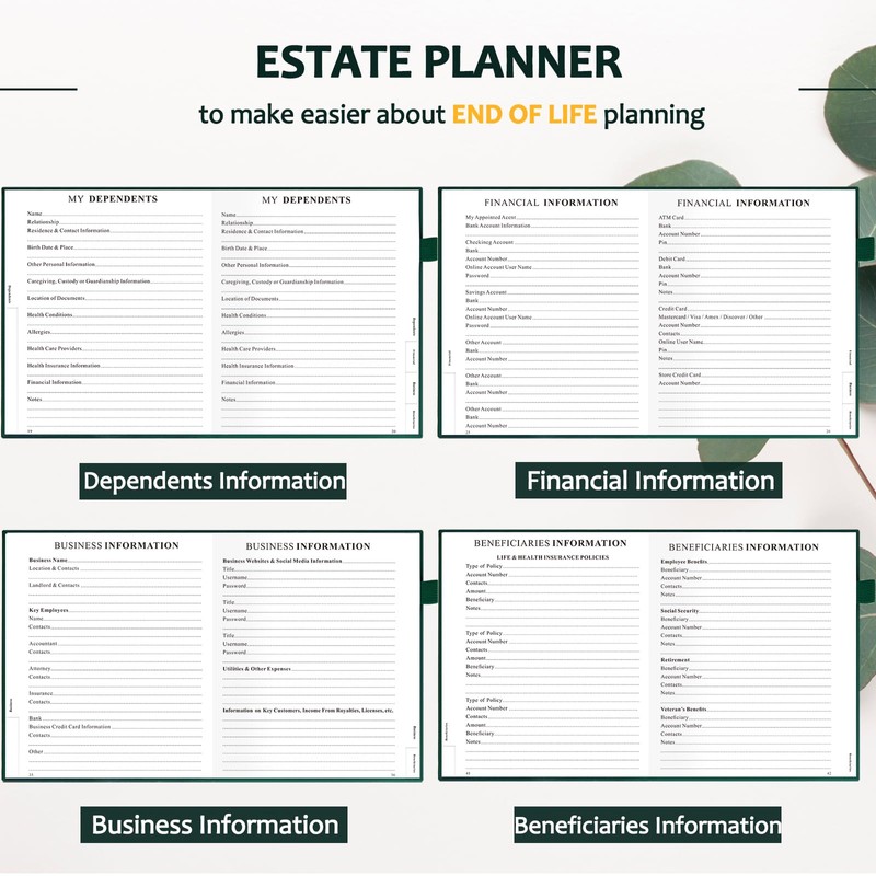End of Life Planner, Guided Estate Planning Organizer with Tabs,