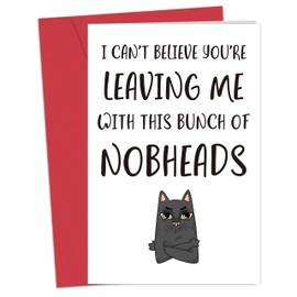Heollaok Funny Coworker Leaving Gifts for Women Men, Goodbye Card, Going Away Gifts, I Can't Believe You're Leaving Me With This Bunch of Nobheads