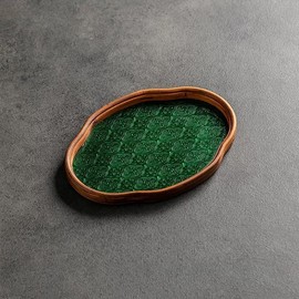 IwaiLoft "Chinoiserie Retro" Flora Glass Tray, Glass Pantry, Cloud-shaped, Flower Pattern, 11.4 inches (29 cm), 13.4 inches (35 cm), Transparent Plate, Glass Plate, Wood, Cafe Tray, Cafe Plate,