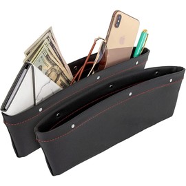 Organizador de Huecos para Asiento de Coche 2 en 1: Ajuste Universal, Bolsillos de Almacenamiento Ajustables, 2 Juegos de Caja de Almacenamiento para Grietas de Asiento de Coche, para teléfono (Negro)