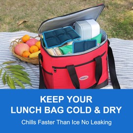 Flexible Ice Packs for Lunch Boxes, Reusable Long Lasting Cold Packs（6” x 4” x 0.7”） for Kids Lunch Bags & Coolers, Slim Soft Gel Ice Pack 4 Pcs for Food，Cooler for Picnic, School, Sports & Camping