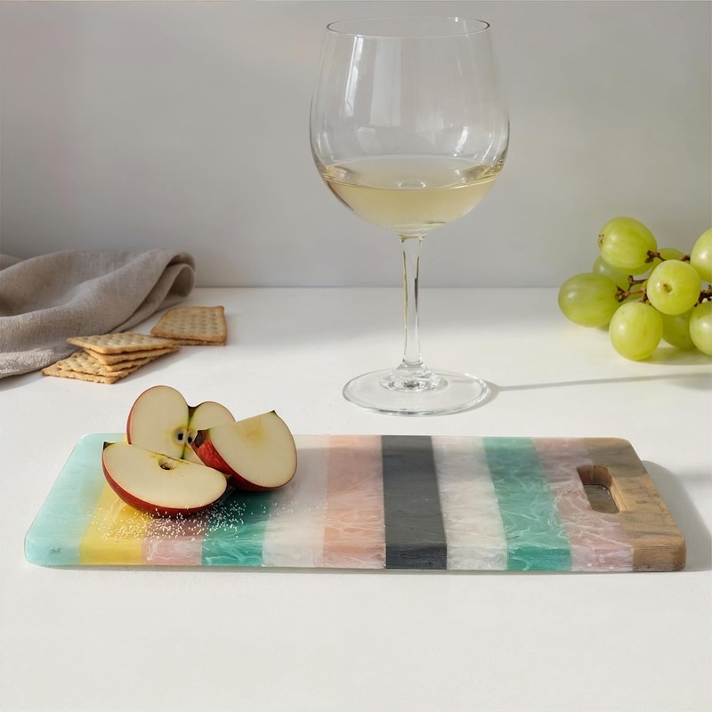 Creative Co-Op Marbled Resin Striped Cheese and Serving Board with