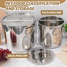 Suclain 2 Pack 304 Stainless Steel 21l Airtight Canister with Locking Clamp 33l Metal Sealed Food Storage Containers for Flour Rice Oil Cereal Grain Coffee Bean and Pet Food