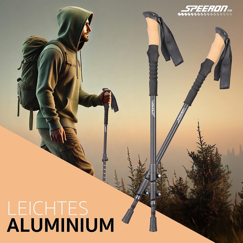 Speeron Anti-shock Hiking Poles: 1 Pair Telescopic Hiking Poles, Aluminium,