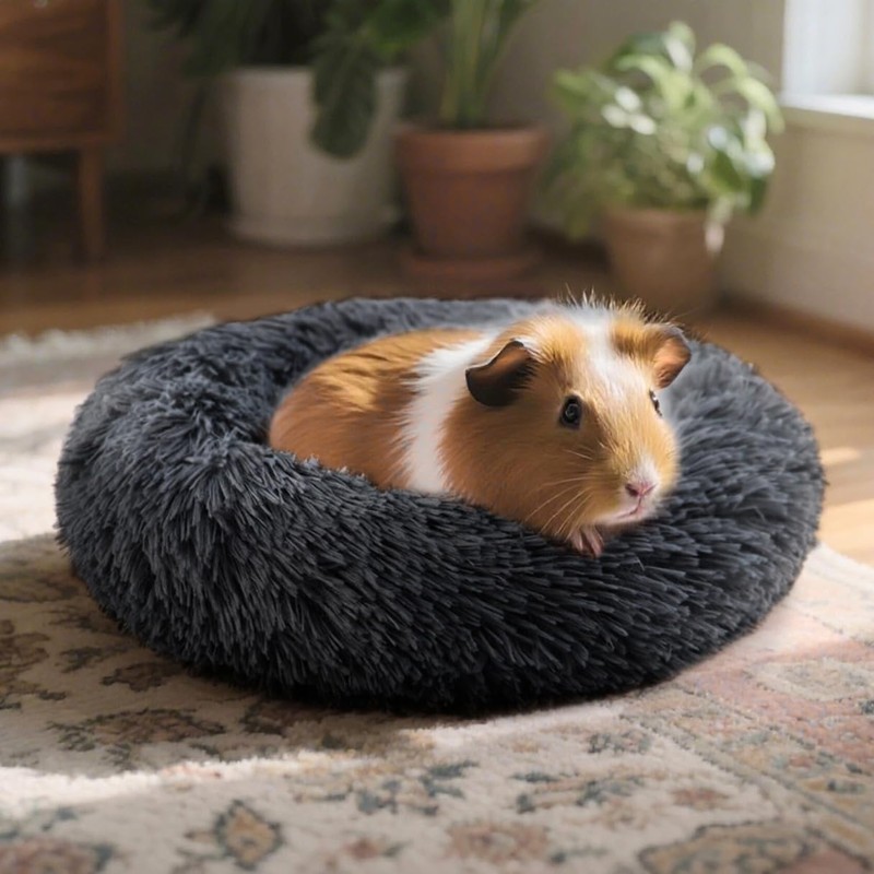 HeNdShe Guinea Pig Bed Soft Washable Donut-Shaped Burrowing Pet Bed