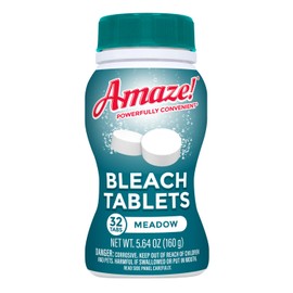AMAZE Ultra Concentrated Bleach Tablets [32 tablets] - Meadow Scent - for Laundry, Toilet, and Multipurpose Home Cleaning. No Splash Liquid Bleach Alternative