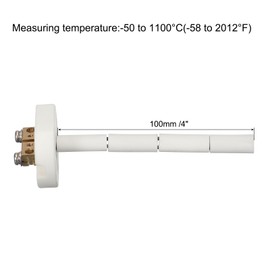 sourcing map 4" K Type Ceramic Kiln Furnace Probe Thermocouple Sensor for Muffle Furnace Oven, High Temperature -50 to 1100°C 1.5x100mm