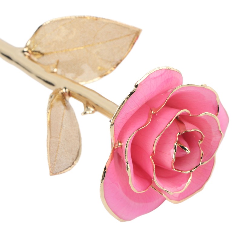 24K Gold Rose Dipped Golden Leaves Girlfriend Wife Valentine's Day