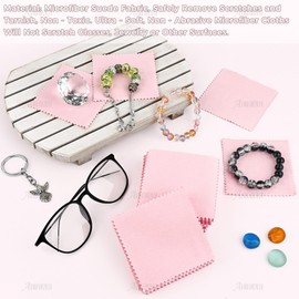 AUEAR, 100 Pack Jewelry Cleaning Cloths, Polishing Cleaner Cloth for Sterling Silver Gold Platinum Small Diamond Polish Cloth Pink & Blue 8x8cm