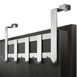 Menz Premium Door Coat Rack - Stainless Steel Door Hook Rail Inside, Heavy Duty Door Hooks for Hanging Door Back - High-Quality Door Coat Rack with 5 Hooks for Hanging