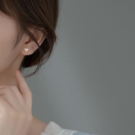 MYHAO 925 Sterling Silver CZ Love Heart Stud Earrings for Women Teens Tiny Heart Stud Earrings Hypoallergenic-5MM, 0.2 INCH, Sterling Silver, Cubic Zirconia