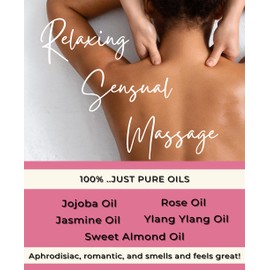 Adoro Aromatherapy Massage Oil - 100% Natural All Body Skin Nourishing Blend - Romance Oil for Deeper Connection - Relaxing for Those Special Moments - Smooth Glide - Light Weight.