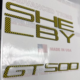 Advanced Trims SHELBY+GT500 SPOILER SPLITTER BUMPER YELLOW CARBON PLASTIC LETTERS INSERTS 20-25