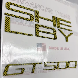 Advanced Trims SHELBY+GT500 SPOILER SPLITTER BUMPER YELLOW CARBON PLASTIC LETTERS INSERTS 20-25