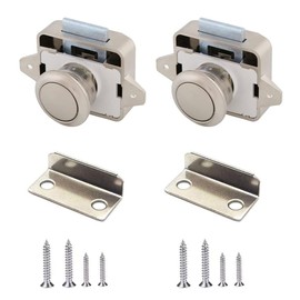 2 Pieces Cabinet Lock Catch, Push Lock, Push Lock Furniture Lock, Cabinet Push Button Lock, for Drawers, Motorhome, Yachts, Cabinet Doors (White)