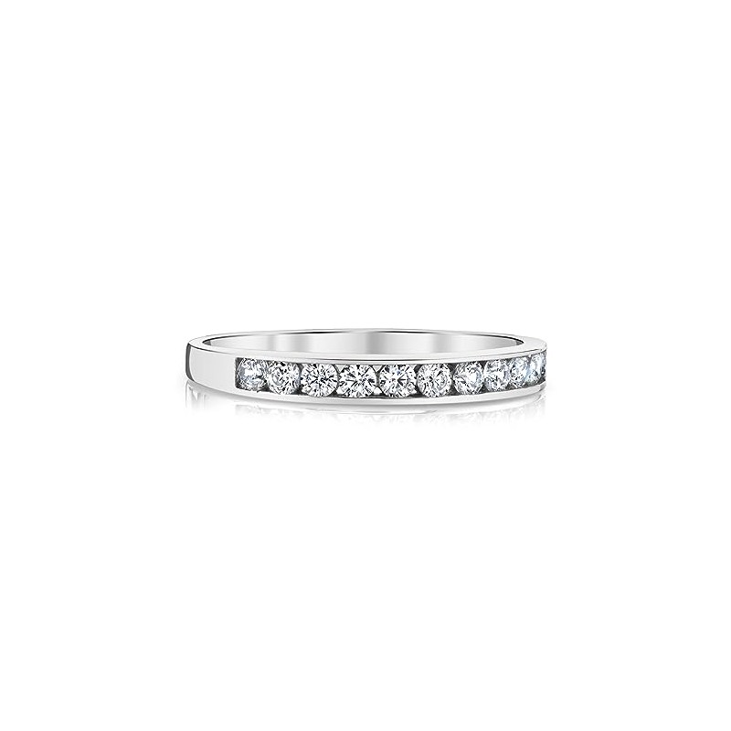 Tesori & Co 10k Solid White Gold Channel Wedding Band