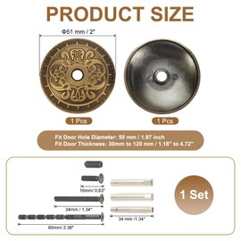 PATIKIL Door Hole Cover Plate 2 Inch Zinc Alloy Vintage Round Deadbolt Knob Hole Repair Cover Fits Doors 1-3/16" to 4-3/4" Thick for Hole Filling Decoration, Copper
