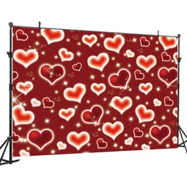 DHXXSC 8X6FT Red Heart Photo Backdrop Valentine's Day Backdrop 90s Backdrops for Photoshoot Valentine's Day and Mother's Day Photography Background DH-350