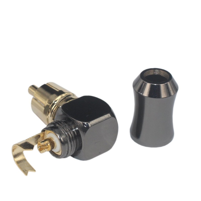 [2Pcs 90° Angle] Hi End RCA Male Plug Adapter Audio