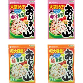 Mizkan Furikake Seasoning 2 Types Of Japanese Rice Seasoning Omusubi Yama (Plum& Vegetable Pack Of 2/Salmon& Vegetable Pack Of 2) 2.22oz each