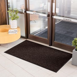 Consolidated Plastics Premiere Brush Dry Entrance Floor Mat with Non-Slip Rubber Backing, Absorbs Water, 37 Oz Heavy Duty Carpet Rug Commercial Grade (4' x 6', Brown)