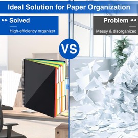 24 Pocket Project Organizer, Forvencer 1/3-cut Tab Binder Organizer with Sticky Labels, Multi Pocket Folder with Zipper Pouch, Folder Binder Spiral Pocket Notebook, Office Supplies