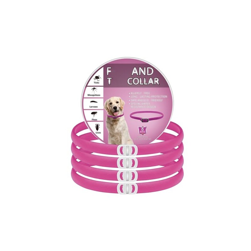 4 Pieza Collar con Hebilla, 65CM/26.6in (Rosa)