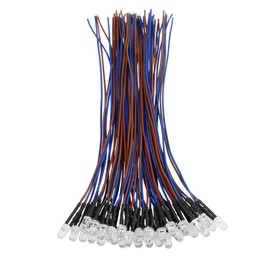 Juasky 60pcs Pre Wired Led 5mm，12v Pre Wired Led Diode Lights,Purple Led Light Emitting Diodes for DIY Scientific Experiment