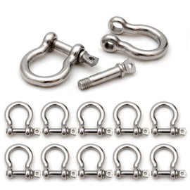 Set of 10 Steel Shackles for Paracord Bracelets, Cords etc., 34 mm x 26 mm (Size M) - Brand Ganzoo