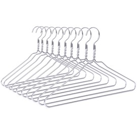 Quality Hangers Silver Aluminum Metal Coat Hangers Heavy Duty Suit Hangers 10 Pack (Adult Size Coat Hanger)