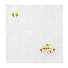 [Ebherys] 100% Silk Pure Hand Embroidered Handkerchief Square Hand Embroidery White Wavy Edge Dark Blue Gift Box Gift Bag Wedding Party Gift Bag, Yellow Butterfly on White Background