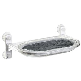 AMOSIJOY Transparent Cat Window Perch, Easy to Install & Clean Cat Hammock with 4 Enlarged Suction Cups for Large Cats, Panoramic Space Capsule Window Seat with Cozy Furry Mat