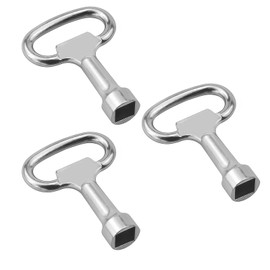 DGUSO Square Key 3 Pieces Square Key 8 mm Square Key Tap Switch Stainless Steel Cabinet Key Bleed Key Heating Bleed Key for Gas Water Meter Box Silver