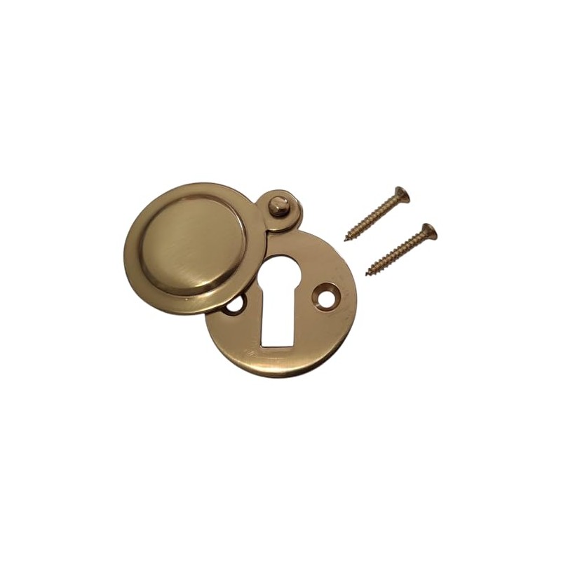 Polished Brass Round Keyhole Cover Escutcheon with Fixing Screws –
