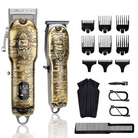 Hair Clippers and Trimmers Set, Suttik Barber Clippers Professional Set, Beard Trimmer for Men, Cordless Ornate Clippers for Men with T-Blade Close Cutting Trimmer, LED Display