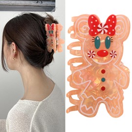 Christmas Hair Claw Clips for Women Big Gingerbread Woman Styling Designs Hairpin Cute Funny Ponytail Shark Clip Hair Accessories Christmas Styling Hair Decoration Supplies 1PC (Gingerbread Man)