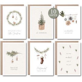 luftundliebe Christmas Cards with Envelope Set (10 Pieces) - A6 Postcard Set for Christmas - Christmas Card - Christmas Cards - Watercolour Set 2