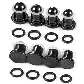 LADEMAYH 8PCS 6.5-8mm Stainless Steel Ear Stretching Kit with 0.5mm Increments, Dead Stretching Short Tapers Plugs with Rubber Rings - Safe & Easy for Men & Women (Black)