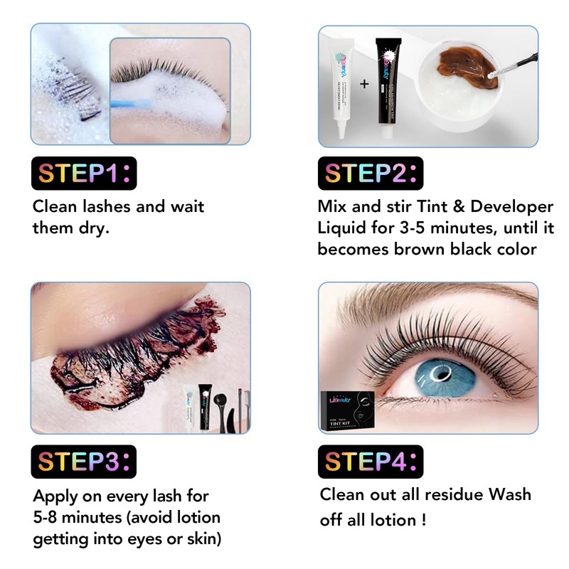 Libeauty Eyelash Tint Kit, Lash Tint Black and Eyebrow Dye