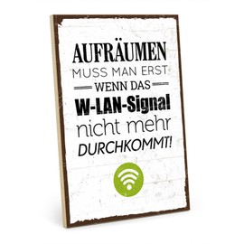 TypeStoff HS-00001 Wooden Sign with Saying "Aufräumen" [German Language]