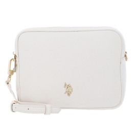 U.S. POLO ASSN. New Mansion Women's Shoulder Bag Crossbody Double Zip Yellow Black White White Blue Sky Blue Skyway, Cream White, Unit size