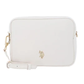 U.S. POLO ASSN. New Mansion Women's Shoulder Bag Crossbody Double Zip Yellow Black White White Blue Sky Blue Skyway, Cream White, Unit size