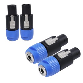 HBU 4 PCS Speakon to 1/4 Adapter - Speak-On Male to 1/4" TS Female Jack Plug - NL4FC to 6.35mm Converter Connector with Twist Lock for PA DJ Loudspeaker Amplifier Mixer (4-Pack)