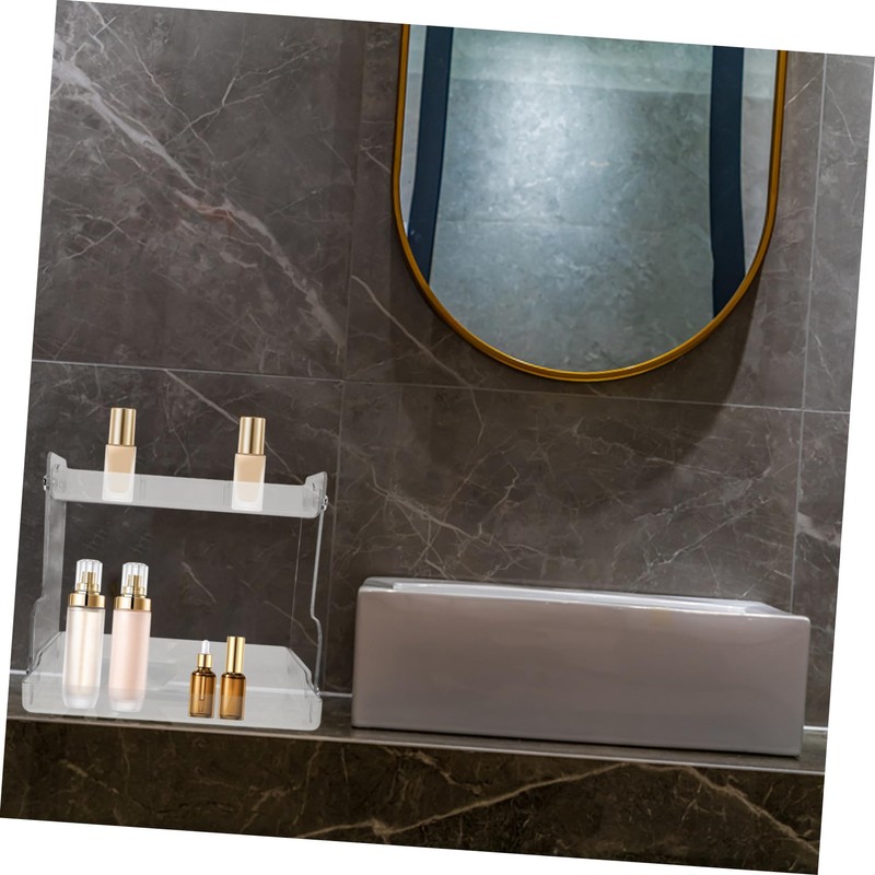 KICHOUSE 2-Tier Cosmetic Storage Organizer Wall-Mounted Vanity Organizer for Bathroom