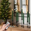 KunSwenn Christmas Green Flameless Taper Candles with Remote, Real Wax